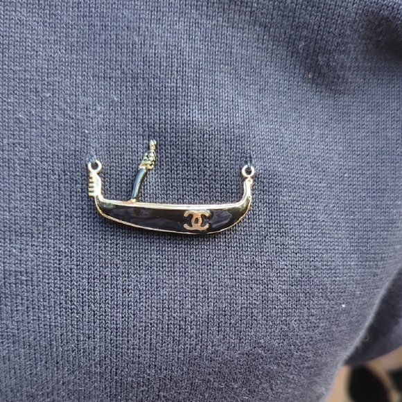 CHANEL GONDOLE DRESS WITH STRIPED SLEEVES M 36 NAVY GONDOLA DRESS Navy blue - Picture 7 of 11